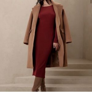 Ines Scoop-Back Sweater Dress, Cabin Red Color